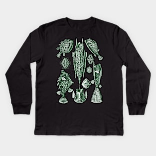 Ernst Haeckel Ostraciontes Fish Green Kids Long Sleeve T-Shirt